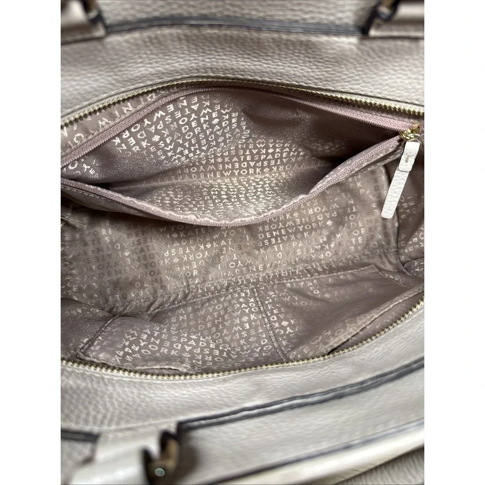 Kate Spade North Court Anton Satchel Cream Tote Purse Crossbody Strap Gold‎